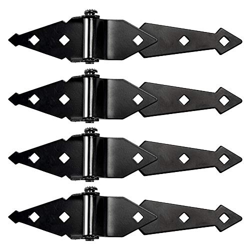 Home Master Hardware 8 Inch Heavy Duty Strap Gate Hinges Shed Storage Gate Barns Tee Hinges With Screws Black 4 Pack #TOP2