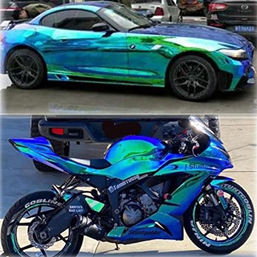 Asendiway Holographic Rainbow Chrome Car Adhesive Vinyl Wrap Gloss Decal Sticker Film Sheet Air Bubble Free Diy Vinyl For Full Car Wraps (Peacock Blue, 59Ft X 4.5Ft) #TOP1