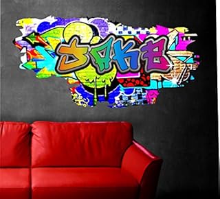 the grafix studio Personalised Graffiti Brick & Name Wall art Sticker 95cm (w) x 46cm (h),TR54