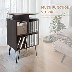 Nisorpa Support de tourne-disque en MDF pour disque vinyle – Table de rangement en noyer avec pieds en épingle à cheveux… - Les Beatles, Paul McCartney, John Lennon, RIngo Starr, George Harrison Nisorpa Support de tourne-disque en MDF pour disque vinyle - Table de rangement en noyer avec pieds en épingle à cheveux… – Image 7