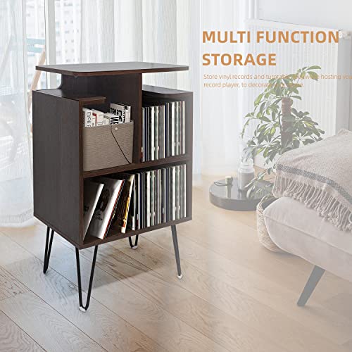 Nisorpa Support de tourne-disque en MDF pour disque vinyle – Table de rangement en noyer avec pieds en épingle à cheveux… - Les Beatles, Paul McCartney, John Lennon, RIngo Starr, George Harrison Nisorpa Support de tourne-disque en MDF pour disque vinyle - Table de rangement en noyer avec pieds en épingle à cheveux… – Image 8