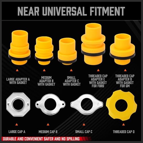 EINESIN No-Spill Coolant Funnel Kit, 15 Piece Fluid and Oil Funnel Set, Allows Access To Hard-To-Reach Radiators, Universal Fitment Applicable to Any Vehicle