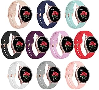 SinJonden 10 Pack Strap Compatible with Samsung Galaxy Watch 4/Galaxy Active 2 /Galaxy Watch 3 41mm/Galaxy Watch 42mm/Galaxy Watch Active,20mm Silicone Rose Gold Buckle Band for women (Small, 10PACK)