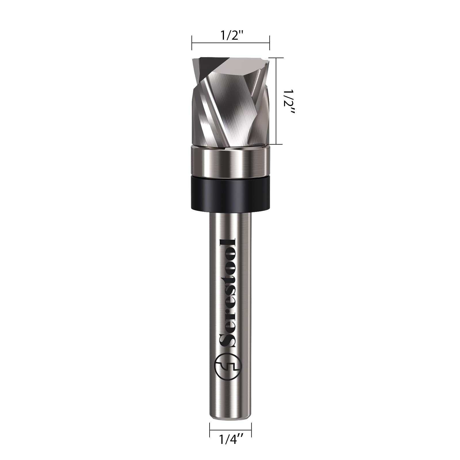 Top Bearing Flush Trim Router Bit 1/4 Shank, 1/2" Cutting Diameter, 1/2" Cutting Length, Up&Down Compression Cut, Carbide Spiral Pattern Template Bit for Wood Trimming - 2