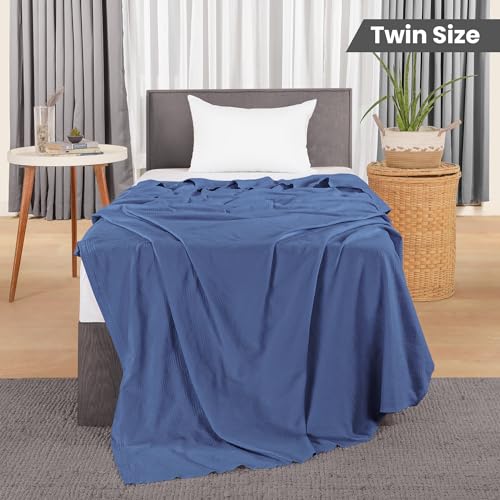 Image of Utopia Bedding Wedgewood 100% Cotton Blanket [Twin Size - 90x72 Inch] 350GSM Lightweight, Soft and Breathable Thermal Blanket for All Seasons (Pack of 10)