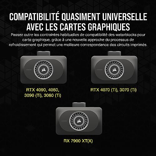 CORSAIR iCUE LINK XG3 RGB Waterblock pour Carte Graphique Hybride - Refroidissement Personnalisé Hybride - Compatible avec AMD RX 7900 XT(X) - Noir