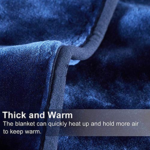 Jml Fleece Blanket King Size, Heavy Korean Mink Blanket 85 X 95 Inches- 9 Lbs, Single Ply, Soft And Warm, Thick Raschel Printed Mink Blanket For Autumn,Winter,Bed,Home,Gifts, Navy #TOP14