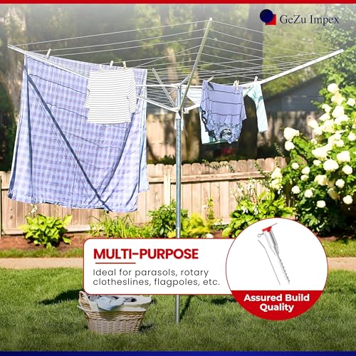 GeZu Impex® Parasol Ground Spike ⌀ 25 to ⌀ 62 mm Hot Dip Galvanised screw in rotary washing line - Image 6