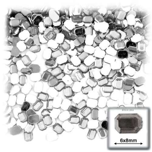 144pc Acrylic Aluminum foil Flat Back Octagon (Rectangle) Rhinestones 6x8mm Clear