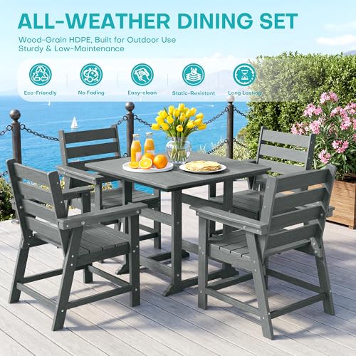 Image of HDPE Dining Chair Set of 2, Gray
