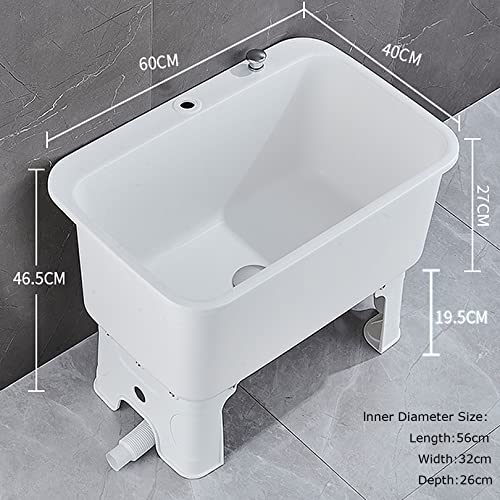 Floor Mop Sink With Drain Button Free Standing Wash Station Commercial Mop Service Basin For Kitchen/Restaurant/Business ( Size : 60Cm ) #TOP6