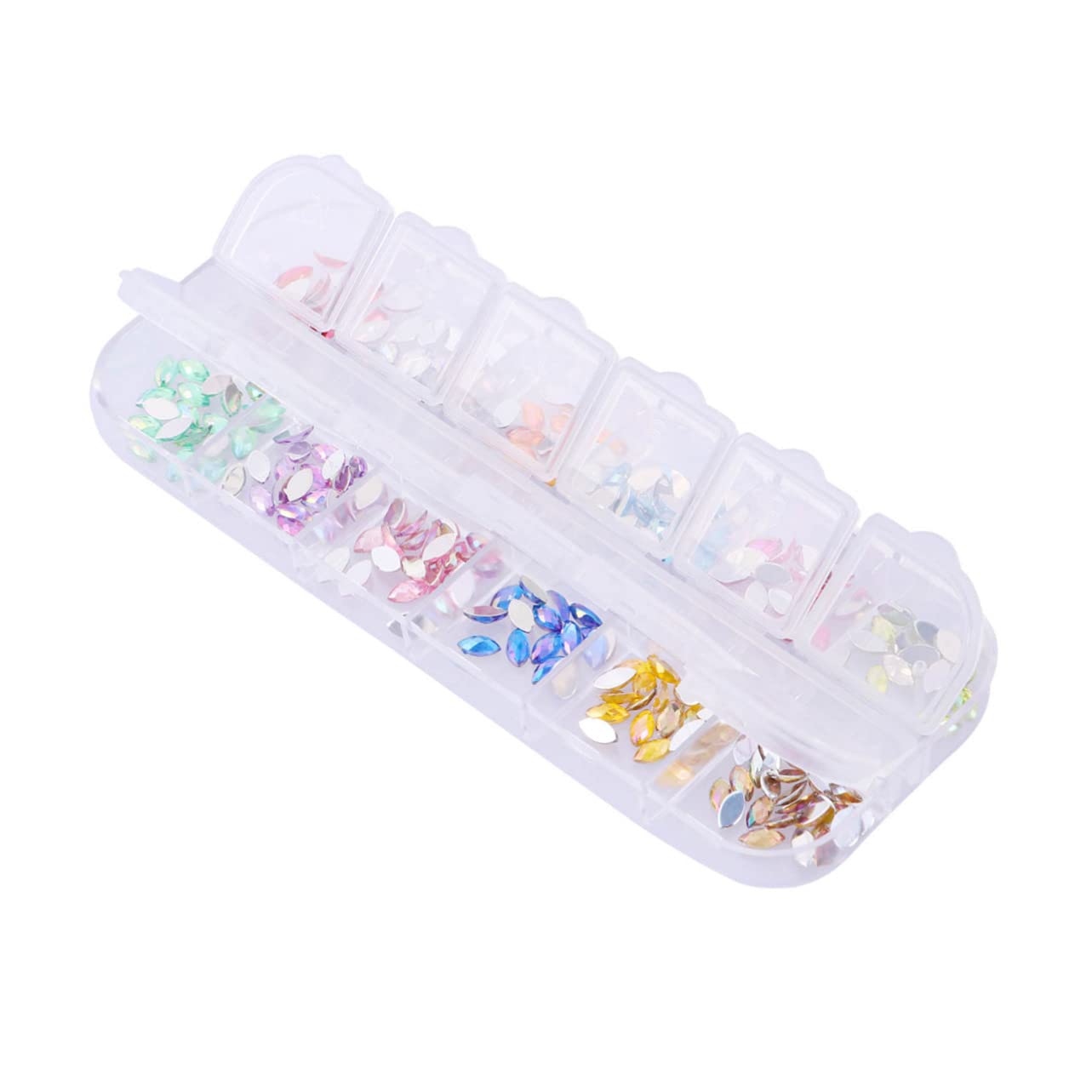 Colors Flat Back Nail Art Rhinestones Shiny Acrylic Gems for DIY Nail Decorations Storage Box Multi Art Supplies