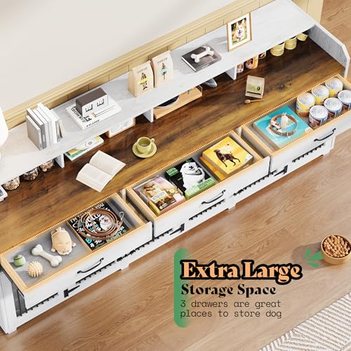 Image of AMERLIFE 95 inch Dog Crate Furniture, Multi-Functional TV Stand with Storage