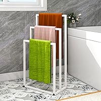 Freestanding Towel Holder with 3 Towel Stand Rails for Bathroom Bath & Hand Towels, Black