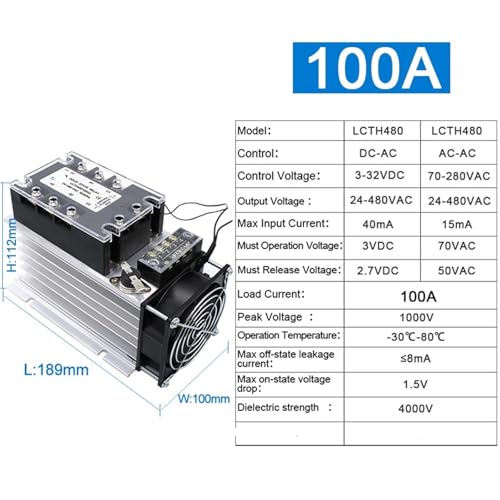 Relais statique triphasé SSR 100A commutation 380V commande 3-32VDC pour armoire - 2