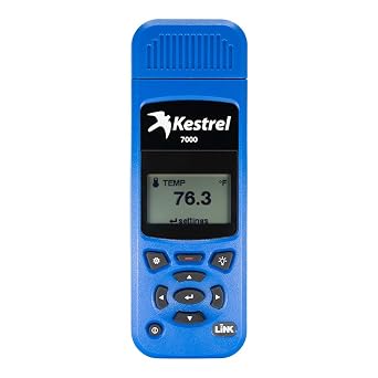 جهاز مراقبة درجة الحرارة والرطوبة القوي Kestrel 7000 Environmental Meter مع مستشعر رطوبة نسبية قابل للاستبدال للاستخدام الصناعي والمختبري وتكييف الهواء والتدفئة