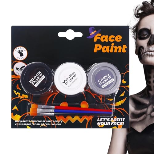 CGACCSD Pintura Corporal De Halloween - Crema Para Maquillaje Lavable - Pintura para el Rostro y el Cuerpo de 3 Colores | Para Fiesta Gótica Evento Deportivo Vampiro Esqueleto