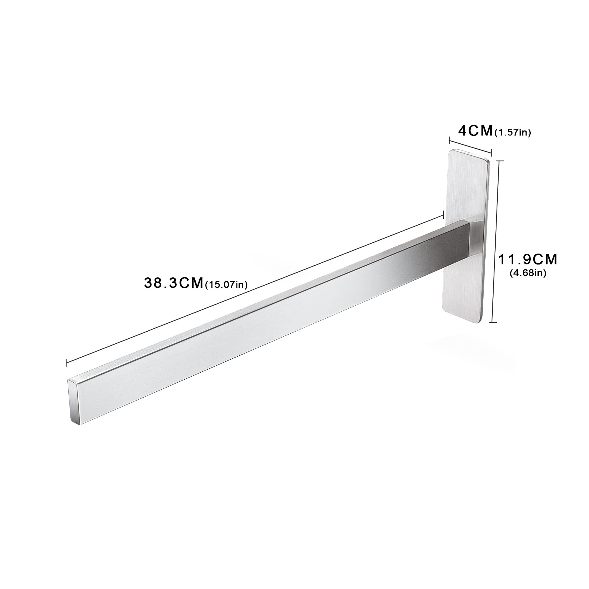Porta Asciugamani Bagno Adesivo Portasciugamani da Parete in Acciaio Inox Porta Salviette Bagno Senza Foratura Cucina 38 CM, Argento Chrome