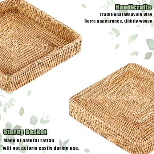 IGNPION Square Decorative Tray Woven Wicker Candle Display Tray, Rattan Farmhouse Coffee Table Centerpiece Decor, Bathroom Storage Holder for Swab, Guest Towel, Makeup,Vanity, Paper, Ornament,Perfume - Cosy Home Interiors IGNPION Square Decorative Tray Woven Wicker Candle Display Tray, Rattan Farmhouse Coffee Table Centerpiece Decor, Bathroom Storage Holder for Swab, Guest Towel, Makeup,Vanity, Paper, Ornament,Perfume - Image 4