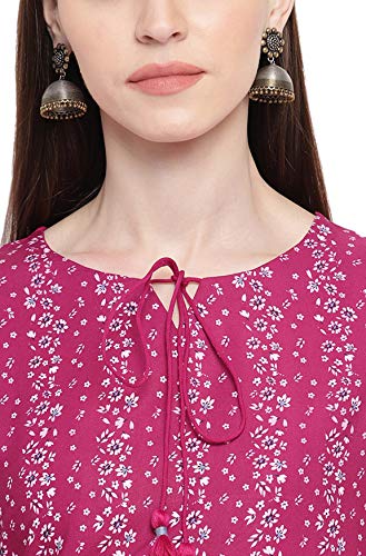 Image of Janasya Women's Magenta Poly Crepe Kurta