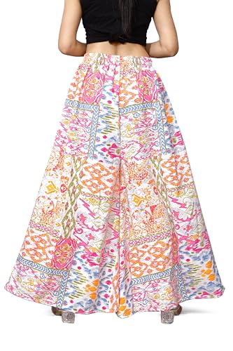 Image of Viscose Rayon Flared Printed Plazzo Palazzo Pants, Loose /Relaxed Fit Regular, Office Wear, Casual Wear Comfortable, Trouser Pants for Girls & Women Black Kerri Design (S to 3XL Size)