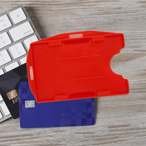 10x Double Sided ID Card Holder, Horizontal or Veritcal Hold 2 Cards, Two Sided ID Holder for Transit Events, Red3