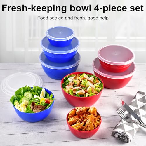 Set de 4 tazones con tapas para ensaladas rojo miniatura 7
