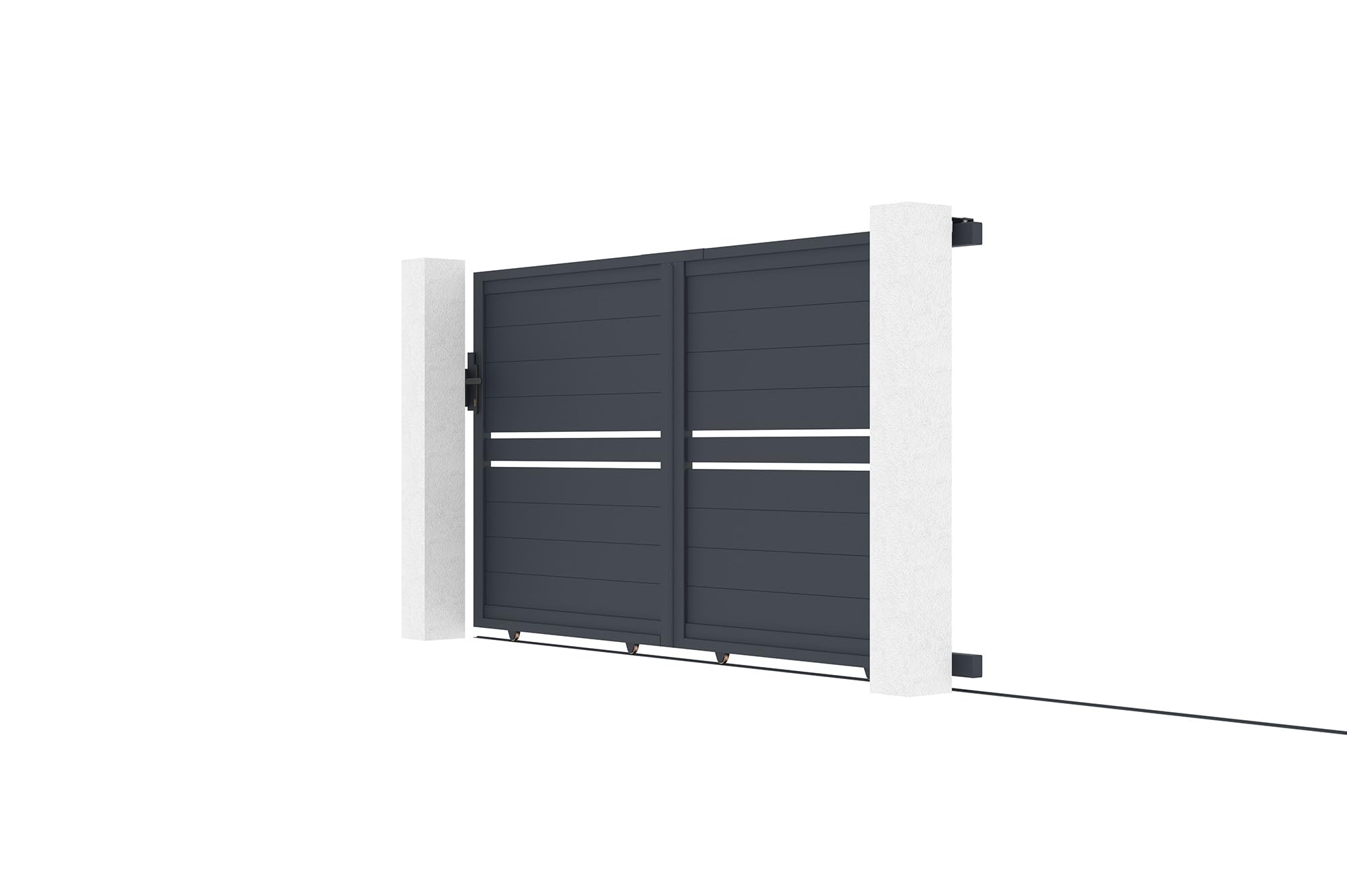 Casanoov Portail coulissant 3m CIMONE H.160 aluminium gris