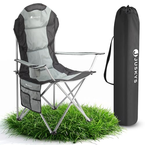 Juskys® Campingstuhl Lido faltbar inkl. Getränkehalter, Seitentasche &...