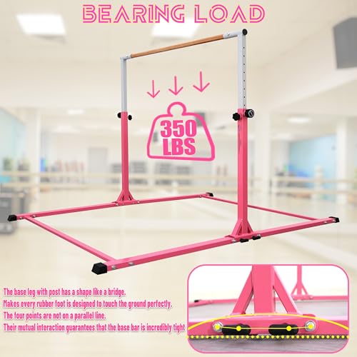 Image of Seliyoo Foldable Gymnastics Bar for Kids Teens Ages 3-18, 5FT /6FT Kip Training Bar -Sturdy Base for Home Training,Adjustable Height 35 inch to 59 inch for, 400 LBS Capacity,Anti-Slip Base & Easy Assembly