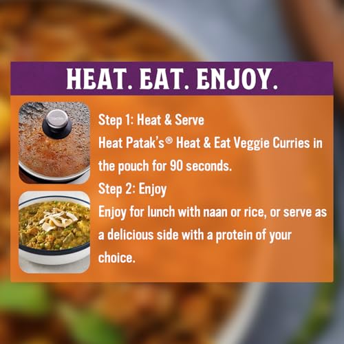 Image of Patak's Chickpea & Veggie Korma - Mild Creamy Coconut Based Indian Curry with Chickpeas, Green Beans & Veggies - Vegan Microwave Meal for Quick Dinners - Serve with Rice or Naan - 10.5oz (Pack of 6)