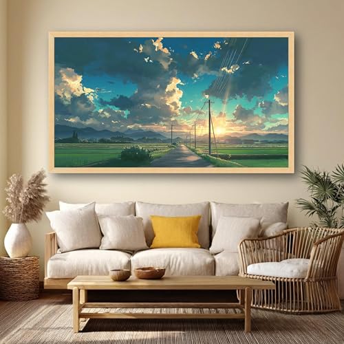 Toile coucher de soleil champêtre pour salon chaleureux 40x70cm