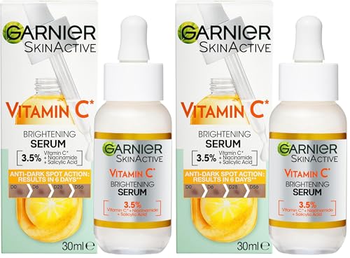 Garnier Skin Active, Face Serum, Brightening and Anti-Dark Spots, 3.5Percentage Vitamin C, 30 ml (Pack of 2)