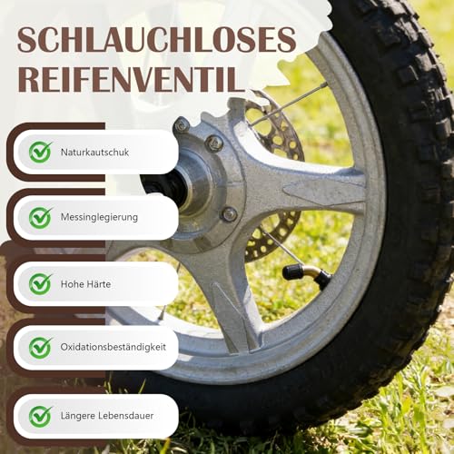 20 Stück Motorrad Tubeless Ventil Set, 90 Grad PVR70 Reifen Vorbauten aus Messing für Motorräder, Autos, Fahrräder, Motorroller