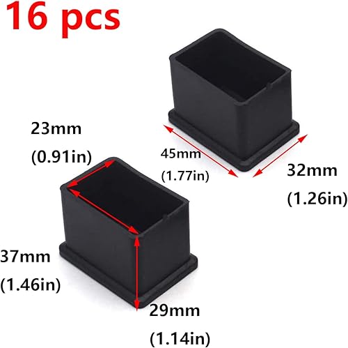 Miniatura 2 de Antrader - Almohadillas de fieltro de goma para muebles, forma rectangular, 12 unidades, color negro