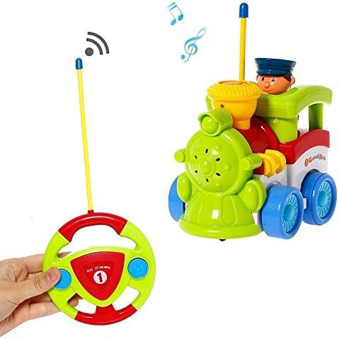 Liberty Imports My First RC Cartoon Train Vehicle 2-Channel Remote Control Toy - Music, Lights and Sound for Baby, Toddlers, Kids