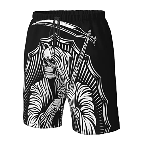 Grim Reaper Death Skull Black Mens Swim Trunks Beach Shorts Summer Sports Running Bathing Suits2