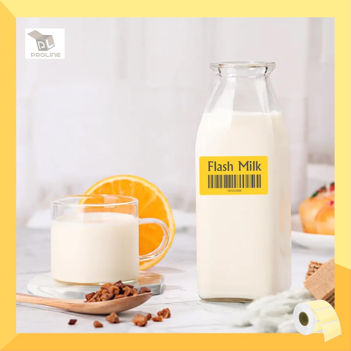 1000 Yellow Labels per Roll, Direct Thermal Labels 2.25 x 1.25 Yellow Labels (2-1/4" x 1-1/4") - BPA Free! (8 Rolls / 8000 Labels)