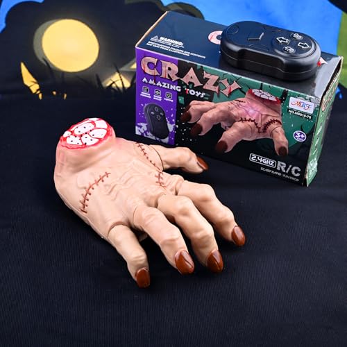 QNGCOLRCY Halloween Crawling Hand Remote Control Movable Sounded Creepy Motion & Effects for Haunted House Wednesday Costume Horror Party Decor (Skin)