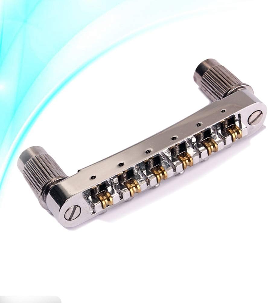 Chrome Roller Saddle Tailpiece Chrome for Gibson Les Paul LP SG Style Electric Guitar Replacement Parts (Silver)