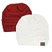 Charcoal Grey Thick Slouchy Knit Oversized Beanie Cap Hat,One Size,2 Pack: Red/Ivory