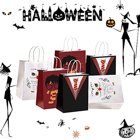 CODIRATO 18 PCS Halloween Paper Gift Bag Halloween Party Bags Magical Wizard Party Gift Bags with Handles Magical Wizard Theme Party Bags Party Favor Bag for Halloween Party Favor (3 Styles) Cover