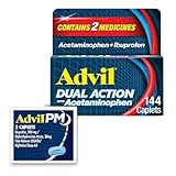 Advil Dual Action With Acetaminophen And Ibuprofen (2 Dose Equivalent) For 8 Hour Pain Relief, Coated 144 Ct Caplets And 2 Ct. Sample Of Advil PM