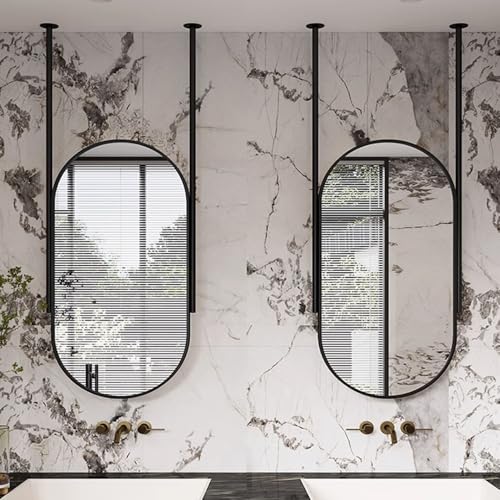Miroir mural noir et doré décoratif pour salle de bain chic