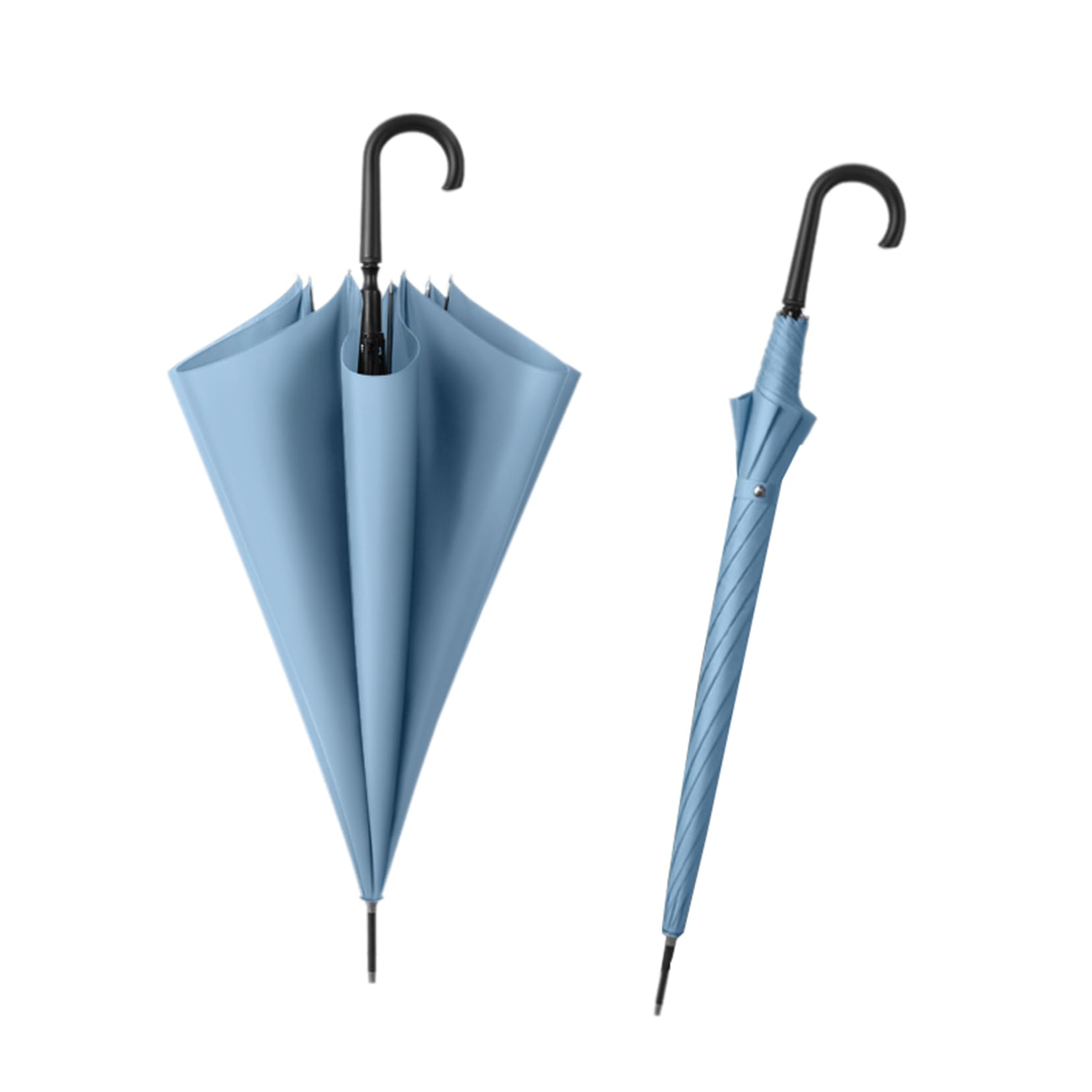 TREWQ 55 Inch J Handle Golf Umbrella,8 Ribs Classic Simplicity Double Canopy Windproof Large Auto Open Rain Stick Umbrellas,Bent Hook Straight Pole Double Person Long Handle Umbrella blue 1