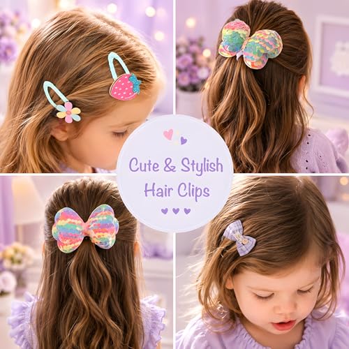 Kit de Accesorios para el Pelo para Niñas - Set de Accesorios para Niñas de 4 a 8 años, Clips de Pelo Morados, Horquillas, Ligas de Mariposa, Espejo y Peine de Unicornio miniatura 4