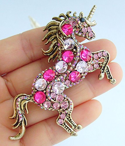 Image of Unique Animal Unicorn Horse Brooch Pin Pendant Austrian Crystal BZ6172