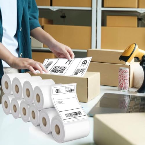 Image of COI 70gsm Thermal Label Printer Paper - 3 inch x 5 inch (75 x 125 mm)| Ideal for Shipping, Parcel, Barcode, and Address Labels - 400 Labels per Roll (Pack of 10)