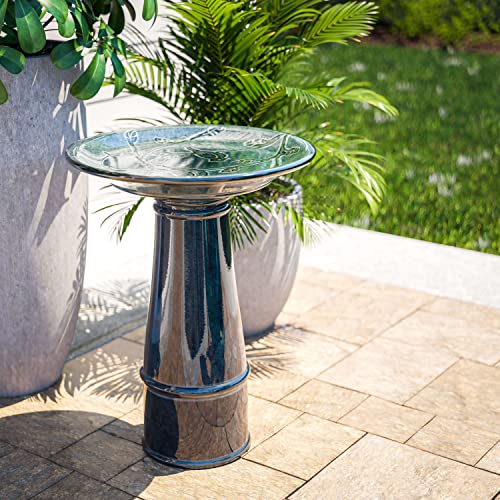 Kenroy Home 51101Tl Otaki Birdbath With Teal Finish, Casual Style, 21.5" Height, 16.625" Width, 16.7" Depth #TOP7