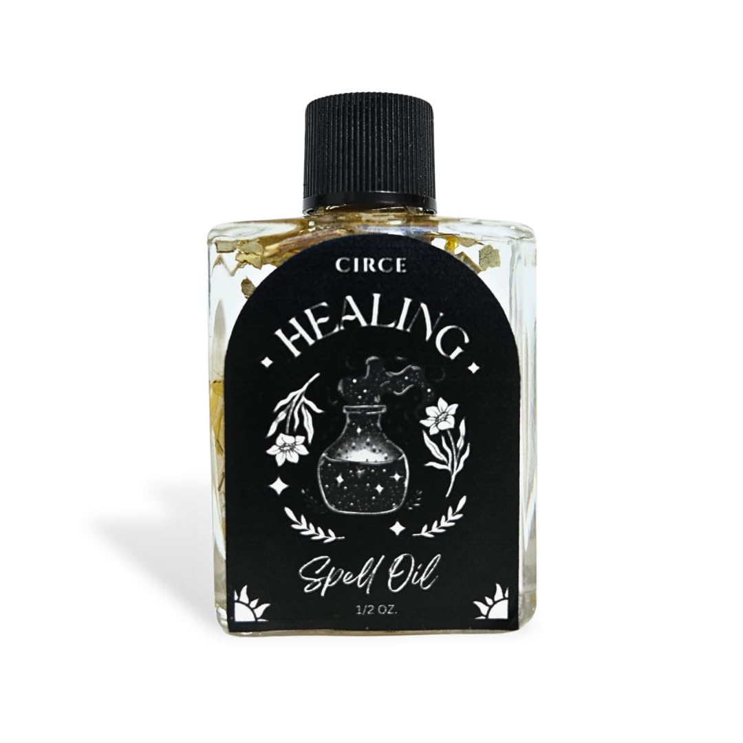 CIRCE Healing Spell Oil - Invite Peace & Emotional Balance - Add to Bath, Use in Rituals, Wear as Fragrance to Align w/Desires- Coconut Oil, Calendula Herb, Eucalyptus & Herb - 1/2oz